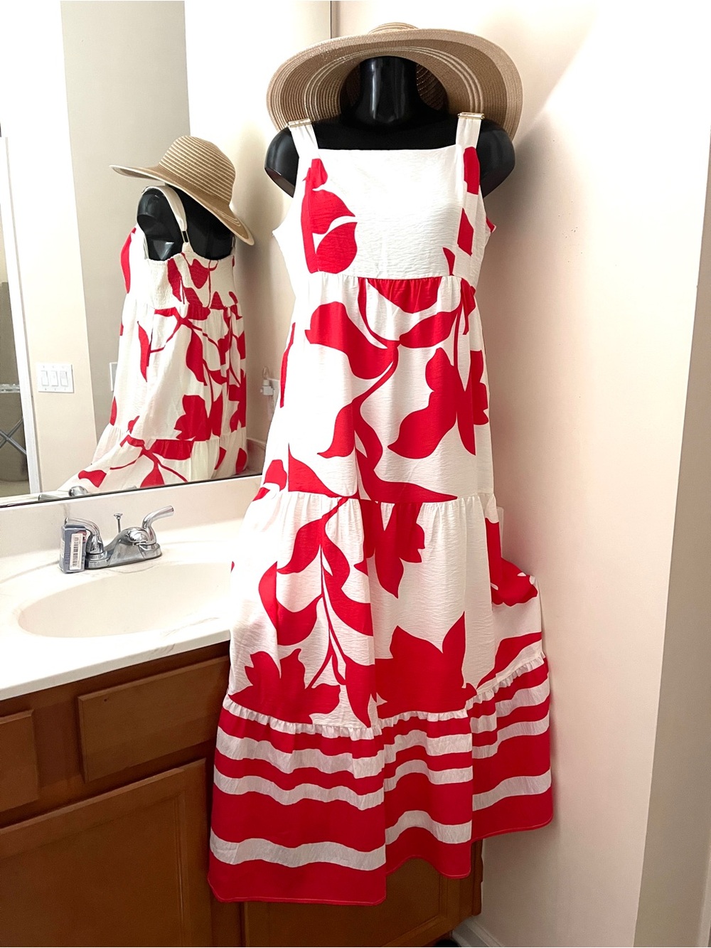 NINE WEST Ted White Maxi Dress XL Women’s Dress Floral